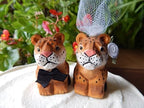 Leopard Jaguar Panther Wedding Cake Topper Love Bride Groom Engagement Anniversary Carved Wood Statue - Image 3