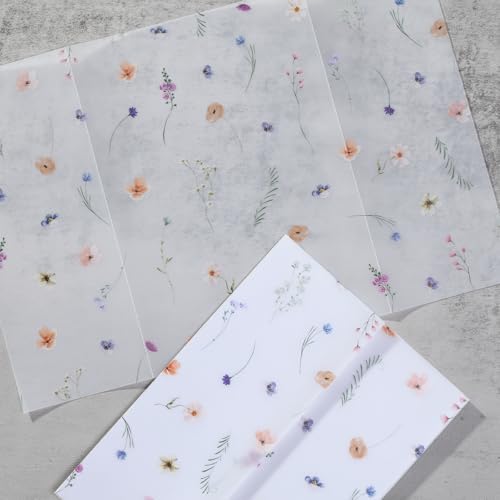 UNIQOOO 50 Pack Garden Flower Pre-Folded Vellum Jackets&Wax Seal Stickers - Baby‘s Breath - Image 4