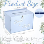BreezeHug 14" Baby Blue Acrylic Wedding Card Box with Lock & 3D Letters - Image 2