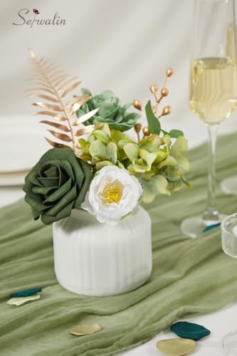 Serwalin Green Artificial Flowers Box Silk Flowers with Stems for Wedding - Image 4