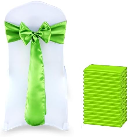 MDS® Pack of 25 Satin Chair Sashes for Wedding & Events – Parrot Green by MDS
