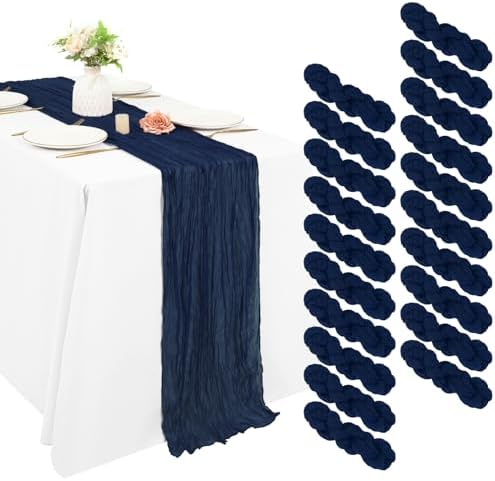 20 Pack Cheesecloth Table Runner 17 x 108 Inch, Navy Blue by REWOMC