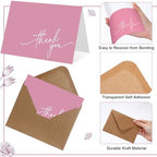 Gueevin 200 Pcs Thank You Cards with Envelopes Stickers, 3.5x5", Pink - Image 3