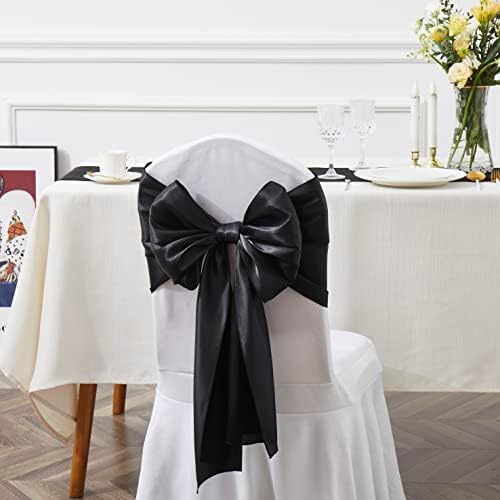 Black Satin Chair Sashes, 6 x 108 inch, 50 Pcs - Image 4