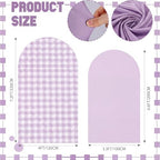 Tegeme 2 Set Gingham Arch Backdrop Cover 7.2ft 6.6ft Arch Cover, Purple - Image 2