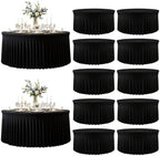 12 Pack Black Round Spandex Tablecloths, 5FT/60In Fitted Stretchy Table Cloth with Skirt, Washable Tablecloth, Circle Wrinkle Free Table Cover for Wedding Party Dining Banquet Events by Torrowsrort