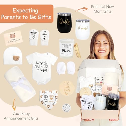 New Mom Gifts for Women, Luxury Pregnancy Gift for New Parents Gender Reveal Gifts Baby Gift Sets w/Mom and Dad Tumbler Newborn Essentials for First Time Moms, Expecting Parents to Be, Baby Shower… - Image 2