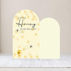 Set of 2 Arch Backdrop Cover A Little Honey is on The Way Baby Shower 2PCS Spandex Arch Stand Covers Bee Theme Birthday Party Decorations (6ft & 5ft,Yellow) - Image 2