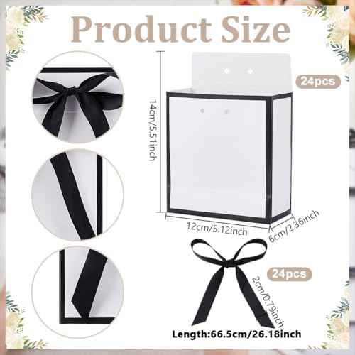 AHANDMAKER 24Pcs Small Gift Packing Bags with Ribbon 5.11 x 2.36 x 5.5 Inch Gift Bags Black Treat Boxes for Birthday Wedding Baby Shower Christmas Store Retail Party Decorations - Image 2