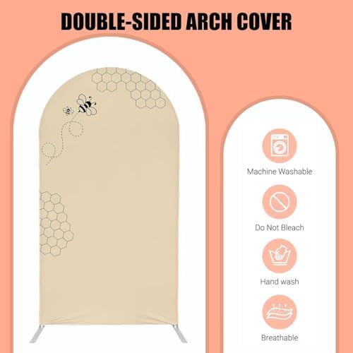 Dark Beige Bee Arch Backdrop Cover 6FT Hexagon Beehive Arch Spandex Cover for Baby Shower Birthday Party Wedding Decoration (No Stand) - Image 4