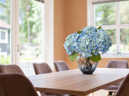ZYTUYO 20in 4PCS Faux Blue Hydrangea Artificial Flowers Lifelike Latex Hydrangeas Faux Flower Heads Real Touch Fake Bouquet with Stem for Silk Floral DIY Home Office Party Table Decor - Image 4