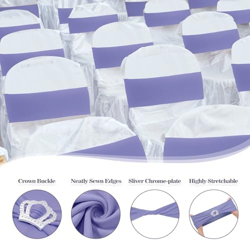 VitalCozy 50 Pcs Stretch Chair Sashes with Crown, Lavender - Image 3