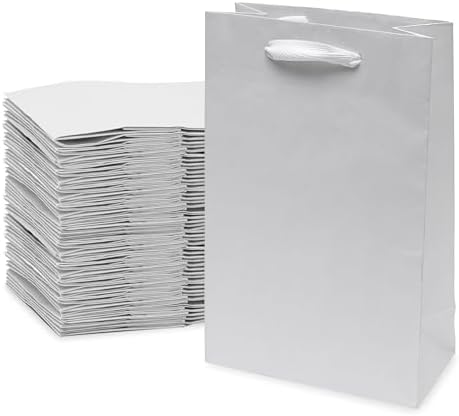 Prime Line Packaging Kraft Gift Bags, Paper Gift Bags Mini with Handles for Baby Showers, Christening, Weddings, Holidays, Party Favors, Shopping, Bulk, 6x3x9, 50 Pack by PrimeLinePackaging