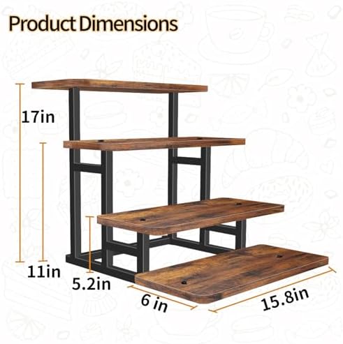 Lilybud--lily Cupcake Stand for 50 Cupcakes, 4 Tier Wooden Risers Display Stands Stepped Dessert Table Display Set with Metal Frame Tiered Tray Stand Serving Trays for Party Farmers Market Display - Image 2