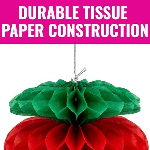 Fun Express 8" Large Strawberry-Shaped Honeycomb Ceiling Decorations - 6 Pieces - Image 2