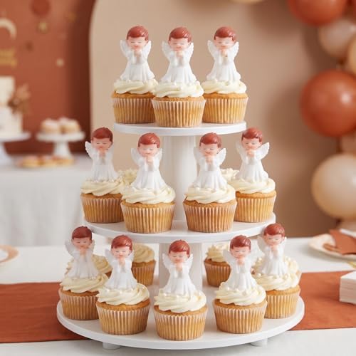 Ciieeo 12-Pack Praying Angel Miniature Figurines - Lightweight Vinyl Cake Toppers for Baptism, Baby Shower & Birthday Party | 2" Tiny White Guardian Angel Sculptures for Cupcake Decoration & Flowerpot - Image 3