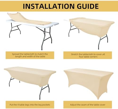 10-Pack 6ft Spandex Table Covers for Rectangle Standard Folding Tables - Wrinkle Resistant Stretch Tablecloths - Ultimate Fitted Table Protector for Parties, Banquet, Wedding - Image 5