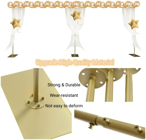 10x20ft Backdrop Stand Pipe Kit, Heavy Duty Adjustable Curtain Frame Professional Background Support Telescopic Wall Shelf Photo Stand Kits for Wedding Party Celebration Photography,Gold - Image 5