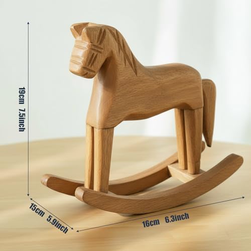 Vicenpal 3 Pack Baby Shower Wooden Vintage Rocking Horse Table Decoration for Blue Green Tartan Plaids Theme Party Centerpiece Rocking Horse Decor for Baby Shower Party Wedding Birthday Decorations - Image 2