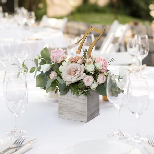 Suzile 12 Set Wooden Box Centerpiece, 4 Inch Square Planter Vase - Image 5