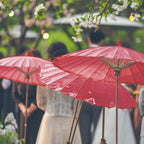 Koyal Wholesale 32" Red Paper Parasol Umbrella 4 Pack, Large Paper Umbrella Bulk, Paper Parasol Wedding Umbrellas, Red Parasol Umbrella Bridal Party Decor Photo Props, Sun Parasols for Shade - Image 2