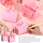 Qilery 50 Pcs Wedding Paper Gift Bags Bulk with Tissue Paper Small Gift Bags with Handle and Tags for Birthday Wedding 4th of July Party Business(Pink,4.7 x 2.4 x 3.9'') - Image 5