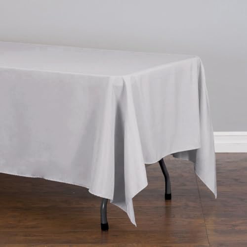 LTC LINENS 10 Pack Rectangular Tablecloths Silver 70 x 120 Inch for 6 or 8 ft Rectangle Banquet Tables with Half-Drop - Stain and Wrinkle Resistant Polyester Cloth Table Covers for Wedding, Party - Image 2