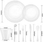DaYammi 350PCS Silver Glitter Plastic Dinnerware Set for 50 Guests - Image 6
