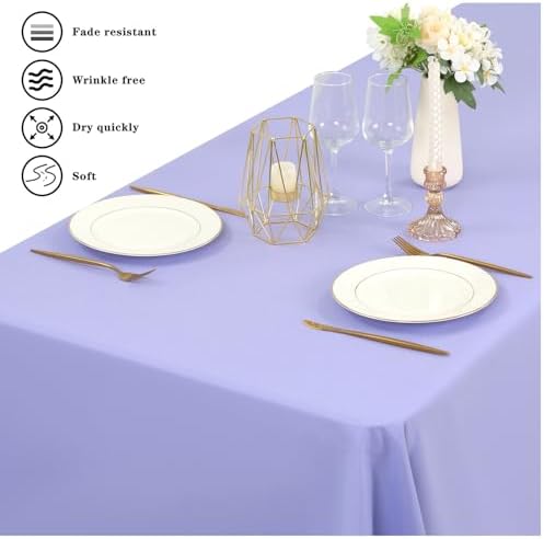 6 Pack Tablecloth 60 x 126 inch Polyester Table Cloth for 6 Foot Rectangle Tables,Stain and Wrinkle Resistant Washable Fabric Table Covers Polyester Lavender Table Clothes for Wedding,Party,Banquet - Image 4