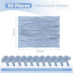 Cloth Napkins Set of 60 Dusty Blue Napkins 20x20inch Cheesecloth Napkins Rustic Boho Gauze Dinner Napkin Cloth Washable Elegant Table Napkin Bulk for Wedding Party Bridal Baby Shower Table Decor - Image 2
