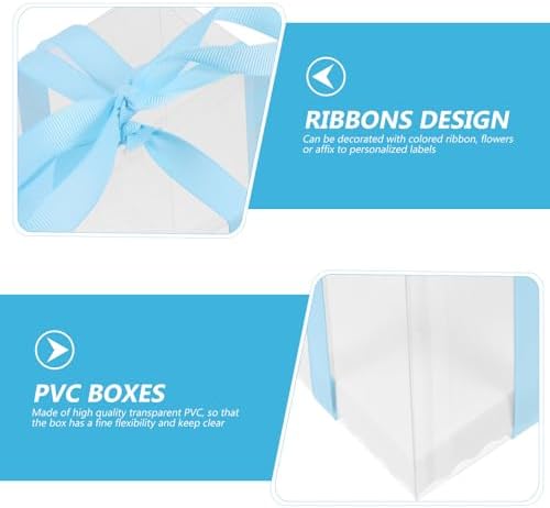 Healvian PVC Gift Box Set with Ribbon, 8 Pieces, 10x10x15cm - Image 7