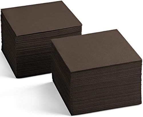 Disposable Linen-Feel Brown Napkins, 6.5" x 6.5" Paper Napkins For Wedding, Party, Dinner Or Holiday (100 Pack) by SERVIETTO