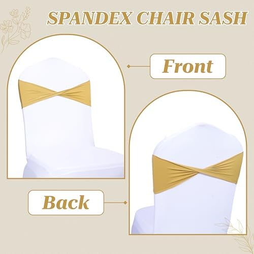 MDS Pack of 125 Spandex Chair Sashes Without Slider Buckles – Gold - Image 4