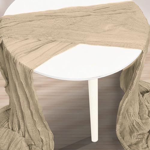10 Pack Khaki Cheesecloth Table Runner 35x120 Inch 10Ft Rustic Gauze Cheese Cloth Table Runner Sheer Cheesecloth Table Runners for Wedding Party Bridal Shower Decoration - Image 3