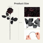 Auihiay 60Pcs Black Burgundy Roses, Faux Halloween Flowers, Black Roses - Image 2