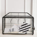 Wedding Card Box with Slot, 12.6'' Large Glass Card Boxes for Reception, Black Geometric Holder, Clear Decorative Storage Box with Lock for Baby Shower, Birthday Party, Christmas, Bridal Shower - Image 2