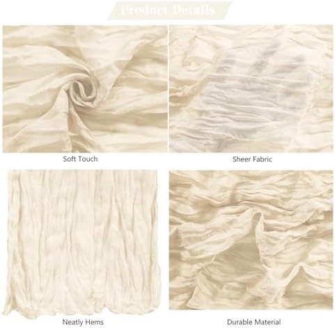15 Pack Ivory Cheesecloth Table Runner 9FT Rustic Sheer Table Runners 17x108 Inch Gauze Boho Runner for Wedding Bridal Baby Shower Birthday Party Table Decorations - Image 4