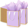 Yeaqee 50 Pcs Metallic Paepr Gift Bags Bulk with Handles,Lavender Purple by Yeaqee