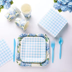 350 Pcs Hydrangea Floral Paper Plates and Napkins Set Disposable - Image 2