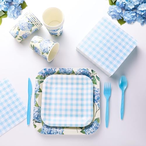 350 Pcs Hydrangea Floral Paper Plates and Napkins Set Disposable - Image 2