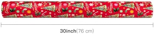 WRAPAHOLIC 30 Inch Jumbo Reversible Christmas Wrapping Paper - 30 Inch x 100 Feet Jumbo Roll Red Christmas Tree Wrapping Paper and Stripe Design for Holiday, Party Celebration - Image 3