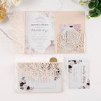 50pcs Tri-Fold Laser Cut Invitation with Envelope Blank Inner Sheets RSVP - Image 3