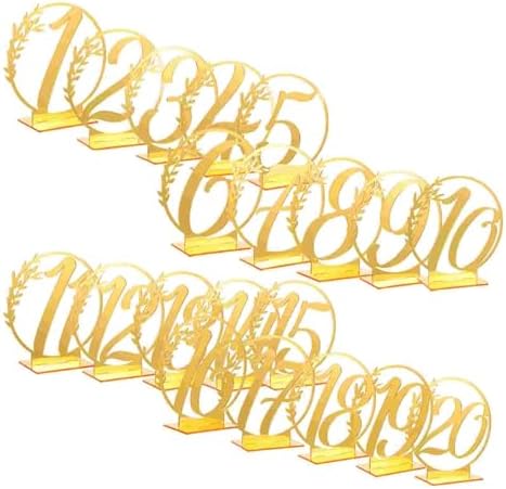 Wedding Table Numbers 20 Pcs Table Numbers With Base Gold Watch Blank Wedding Golden Party Banquet(Golden) - Image 3