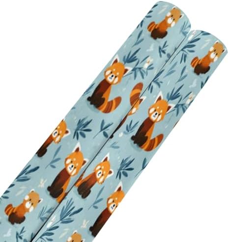 OTVEE 2 Rolls Birthday Wrapping Paper Roll - Red Pandas Pattern Design Gift Wrap Perfect for Weddings, Brides, Holidays, Baby Showers - 58 x 22.8 inches - Image 6