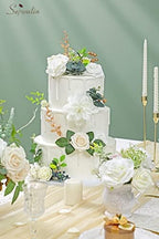 Serwalin 2PCS White Artificial Flowers, Silk Rose Flowers for Wedding Decor - Image 6