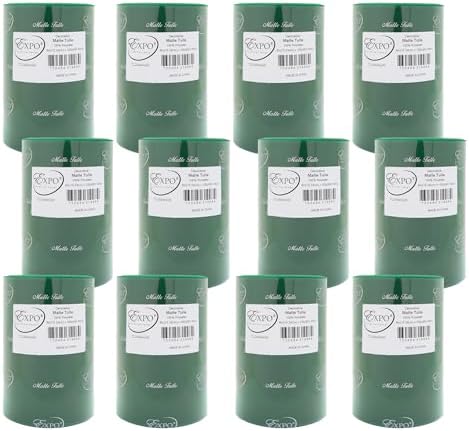 Expo International Decorative Matte Tulle, Roll/Spool of 6” X 100 Yards, Lightweight Polyester Tulle Fabric for Tutus, Costumes, and Party Decorations, Washable, Easy-to-Use, Pack of 12, Hunter Green by ExpoInternational
