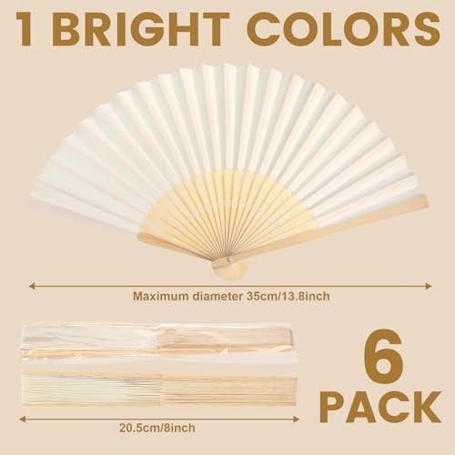 Qunclay 60 Pcs Paper Fans for Weddings Handheld Folding Fan,White - Image 2