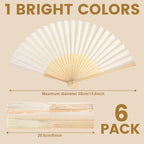 Qunclay 150 Pcs Paper Fans for Weddings Handheld Folding Fan, White - Image 2