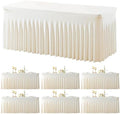 gogoparti 6 Pack Spandex Ivory Fitted Table Cloth for 6ft Rectangle Tables Ivory Stretch Tablecloth Banquet Table Covers Skirt Wrinkle Free Tablecloths for Parties Wedding by Gogoparti