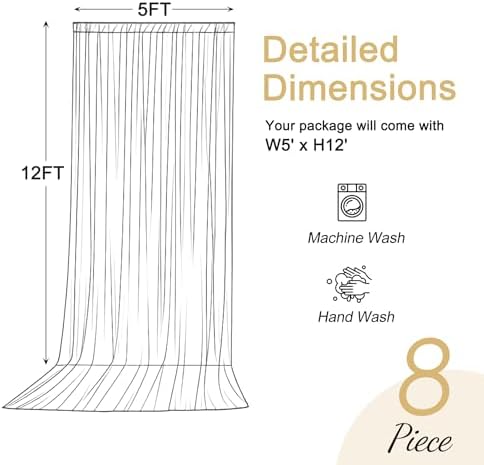40x12ft Champagne Backdrop Curtains for Parties Wrinkle Free Fabric Backdrop Curtain Wedding Photo Drapes Backdrop for Birthday Party Baby Shower Bridal Shower Photography Back Drop 8 Panels 5x12FT - Image 6